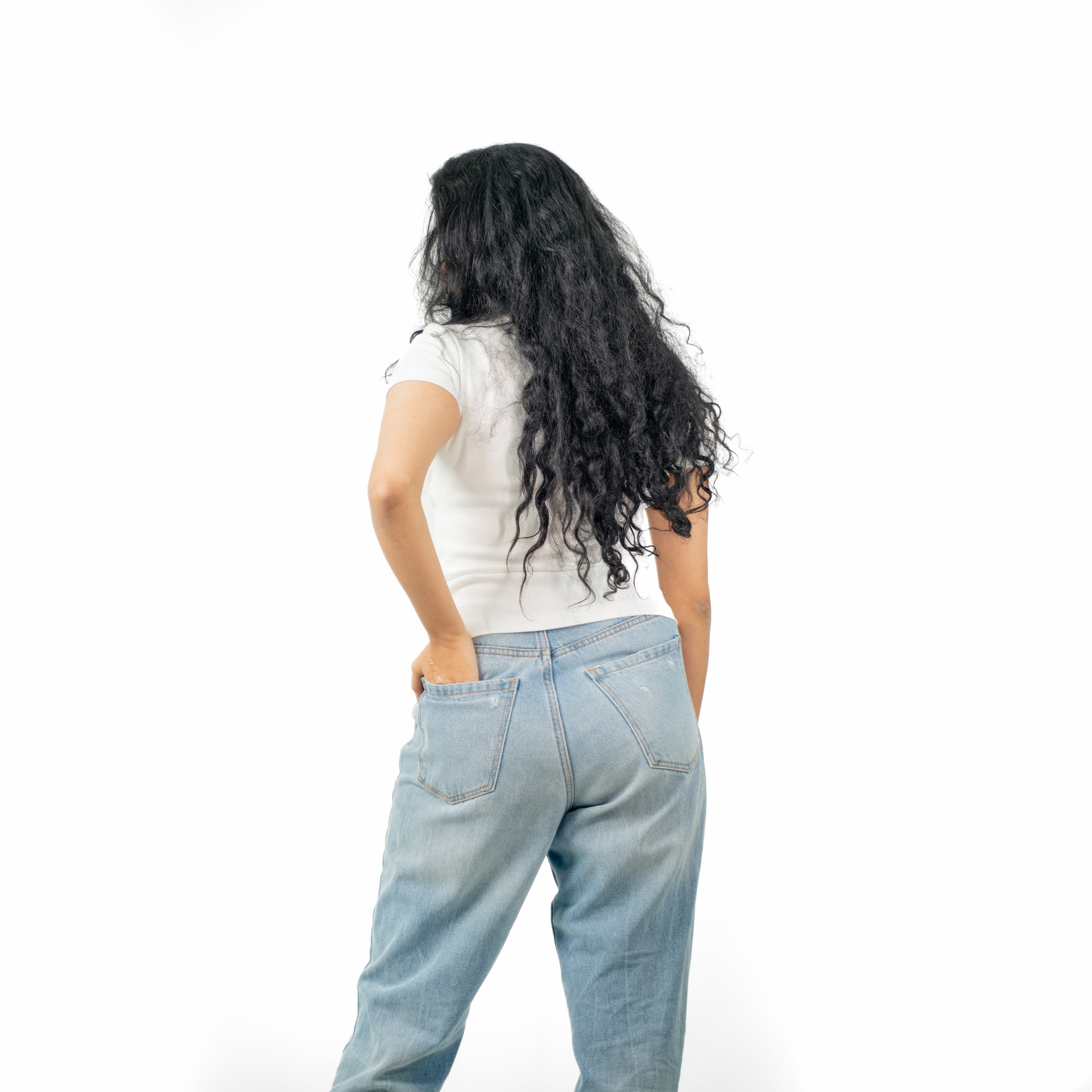 White Ribbed Crew Neck Tops for Women