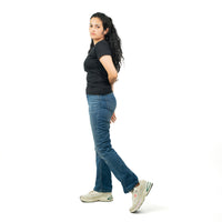 Black Ribbed Crew Neck Tops for Women