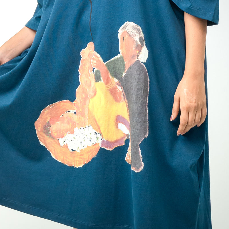 Blue Oversized comfy Indian Heritage Tee