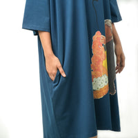 Blue Oversized comfy Indian Heritage Tee