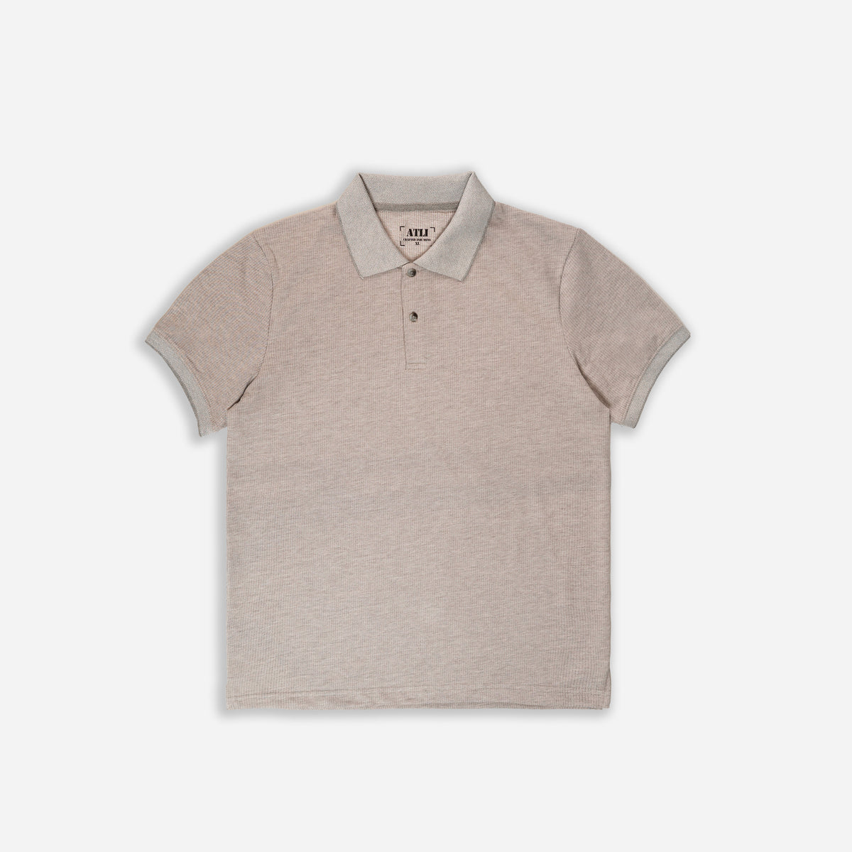 Men’s Solid Beige Cotton Polo T-Shirt