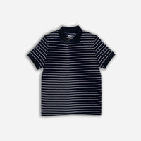 Men’s Navy Blue Striped Cotton Polo T-Shirt