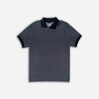 Men’s Textured Dark Blue Cotton Polo T-Shirt
