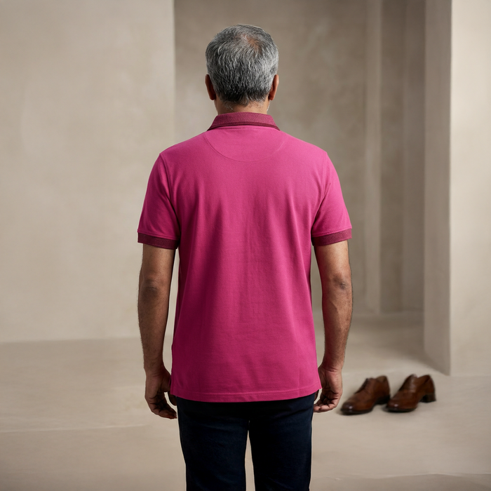 Men’s Solid Rose Pink Cotton Polo T-Shirt