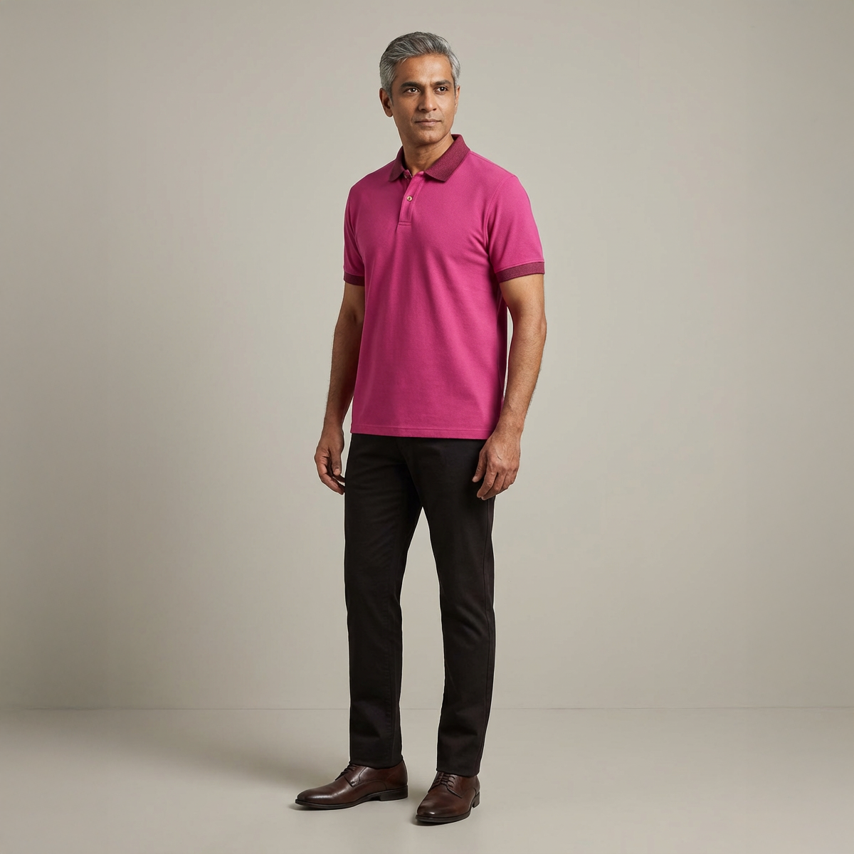 Men’s Solid Rose Pink Cotton Polo T-Shirt