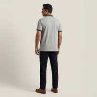 Men’s Solid Grey Cotton Polo T-Shirt with Contrast Collar