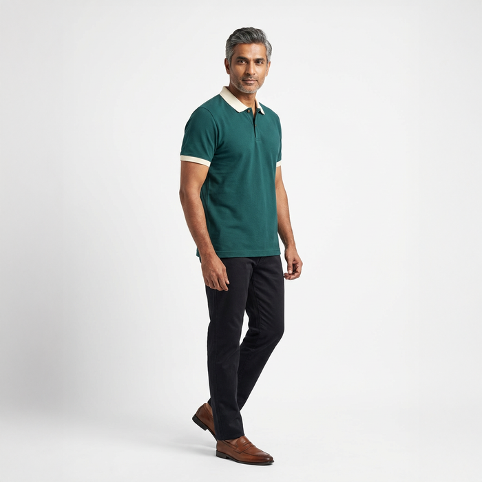 Men’s Solid Dark Green Cotton Polo T-Shirt
